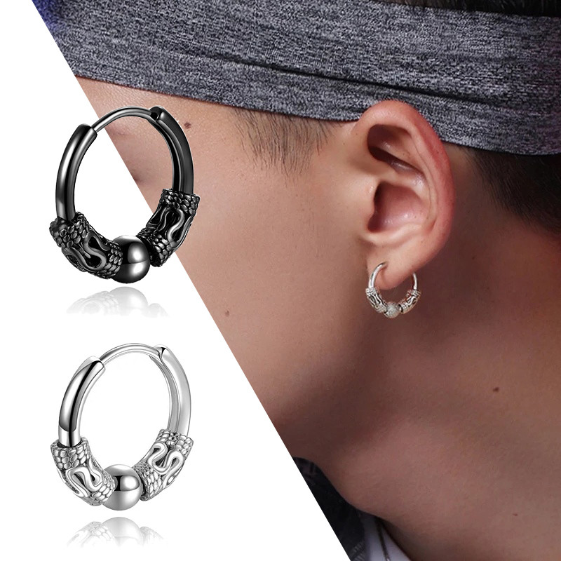 2PC Punk vīriešu nerūsējošā tērauda stīpas auskari sievietēm Hip Hop Totem Auskari vīriešiem Auskari Gothic Ear Stud rotaslietas ballītes dāvana