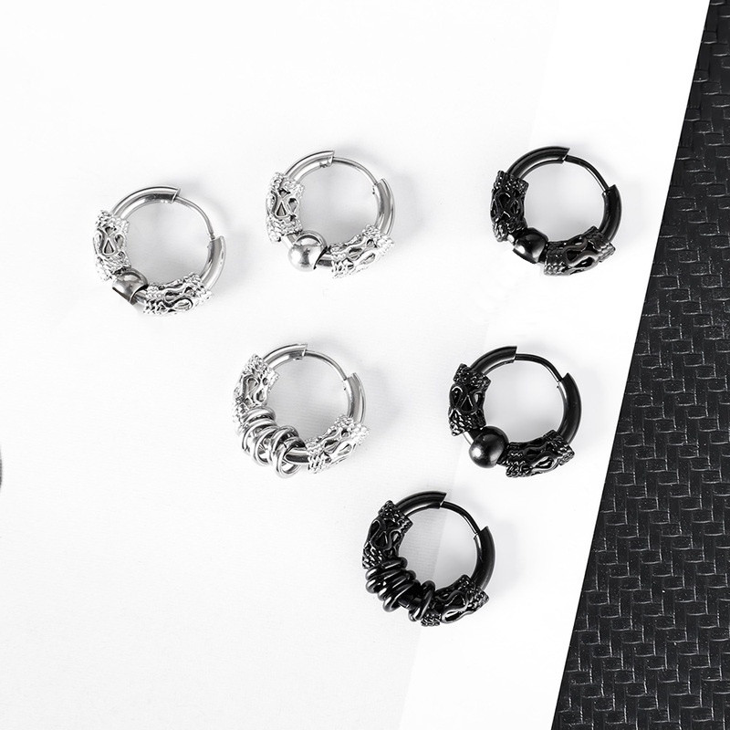 2PC Punk vīriešu nerūsējošā tērauda stīpas auskari sievietēm Hip Hop Totem Auskari vīriešiem Auskari Gothic Ear Stud rotaslietas ballītes dāvana