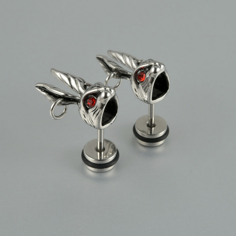 1 Pāris Ķirurģiskā tērauda Trušu Auskari Kniedes Daba Auss Skrimslis Tragus Helix Gothic Rotaslietas Panka Zaķa Auskari Vīrietim Sievietēm Dāvana