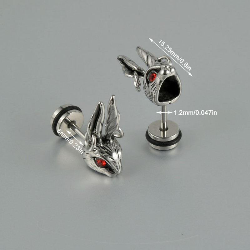 1 Pāris Ķirurģiskā tērauda Trušu Auskari Kniedes Daba Auss Skrimslis Tragus Helix Gothic Rotaslietas Panka Zaķa Auskari Vīrietim Sievietēm Dāvana