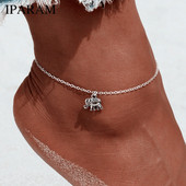 Pēdu ķēde Tibetas sudraba pārklājuma dobi zilonis, dzīvnieka formas potītes Tornozeleira rokassprādze uz kājas pulsera sievietēm rotaslietas