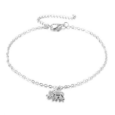 Pēdu ķēde Tibetas sudraba pārklājuma dobi zilonis, dzīvnieka formas potītes Tornozeleira rokassprādze uz kājas pulsera sievietēm rotaslietas