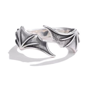 Готически пънк ангелски дяволски крила Регулируем дамски пръстен за хип-хоп фини женски пръстени Коледен подарък за двойка Комплект бижута Парти