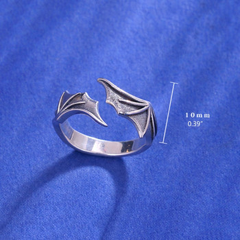 Готически пънк ангелски дяволски крила Регулируем дамски пръстен за хип-хоп фини женски пръстени Коледен подарък за двойка Комплект бижута Парти