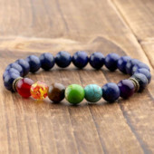 Looduslik Lapis Lazuli kivi 7 tšakraga käevõrud ja käevõrud Jooga Balance Bead Buddha palve Elastne käevõru Pulseira Drop Ship