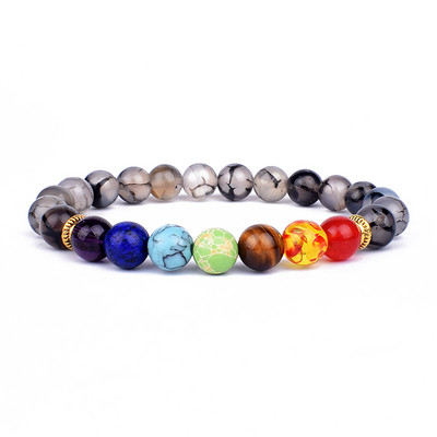 Looduslik Lapis Lazuli kivi 7 tšakraga käevõrud ja käevõrud Jooga Balance Bead Buddha palve Elastne käevõru Pulseira Drop Ship