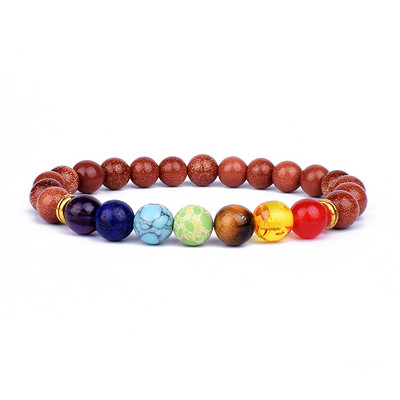 Looduslik Lapis Lazuli kivi 7 tšakraga käevõrud ja käevõrud Jooga Balance Bead Buddha palve Elastne käevõru Pulseira Drop Ship