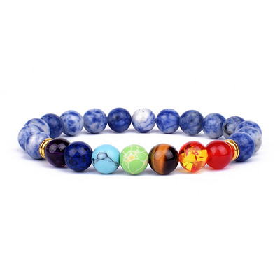 Looduslik Lapis Lazuli kivi 7 tšakraga käevõrud ja käevõrud Jooga Balance Bead Buddha palve Elastne käevõru Pulseira Drop Ship