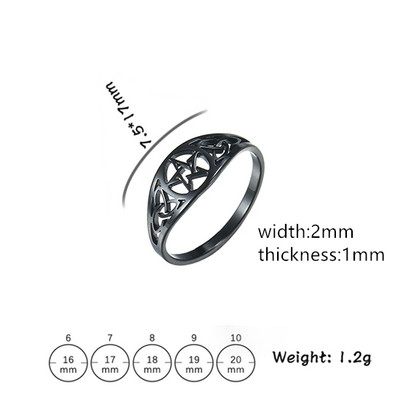 Skyrim kivájt dupla virágú pentagram rozsdamentes acél gyűrű divatos retro talizmán női ékszer ajándékba