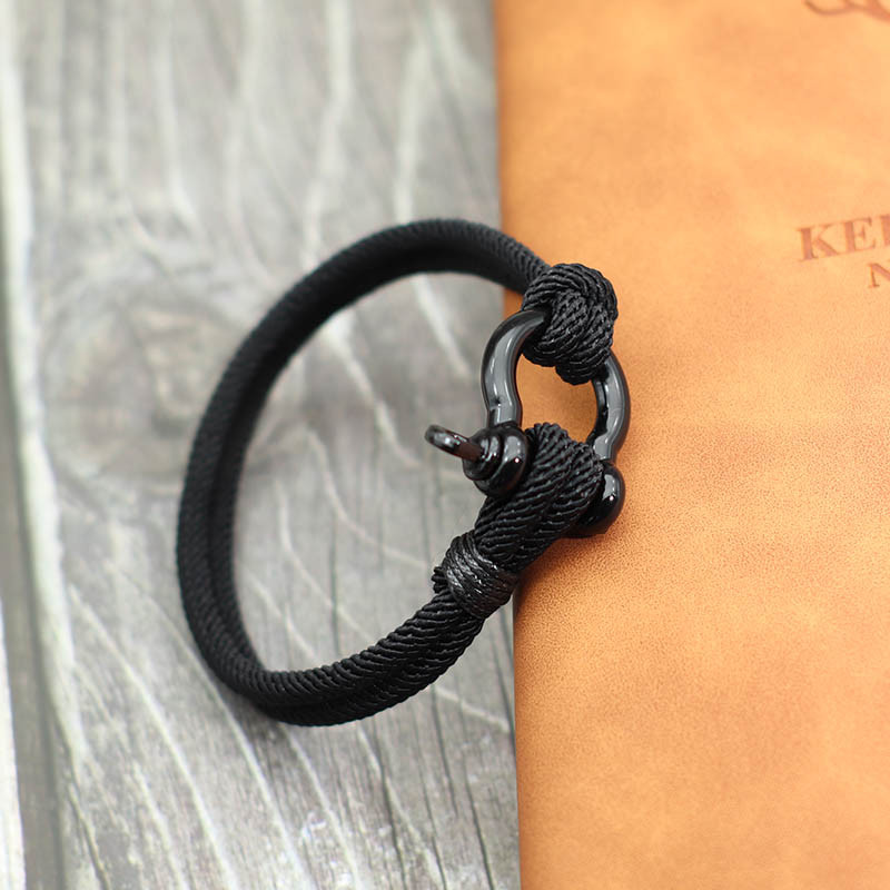 Ανδρικό βραχιόλι από ανοξείδωτο ατσάλι με σχοινί αψίδα σε σχήμα U πέταλο πόρπη γούρι Βραχιόλι Homme Red Brazalete Δώρο για τον φίλο σύζυγο