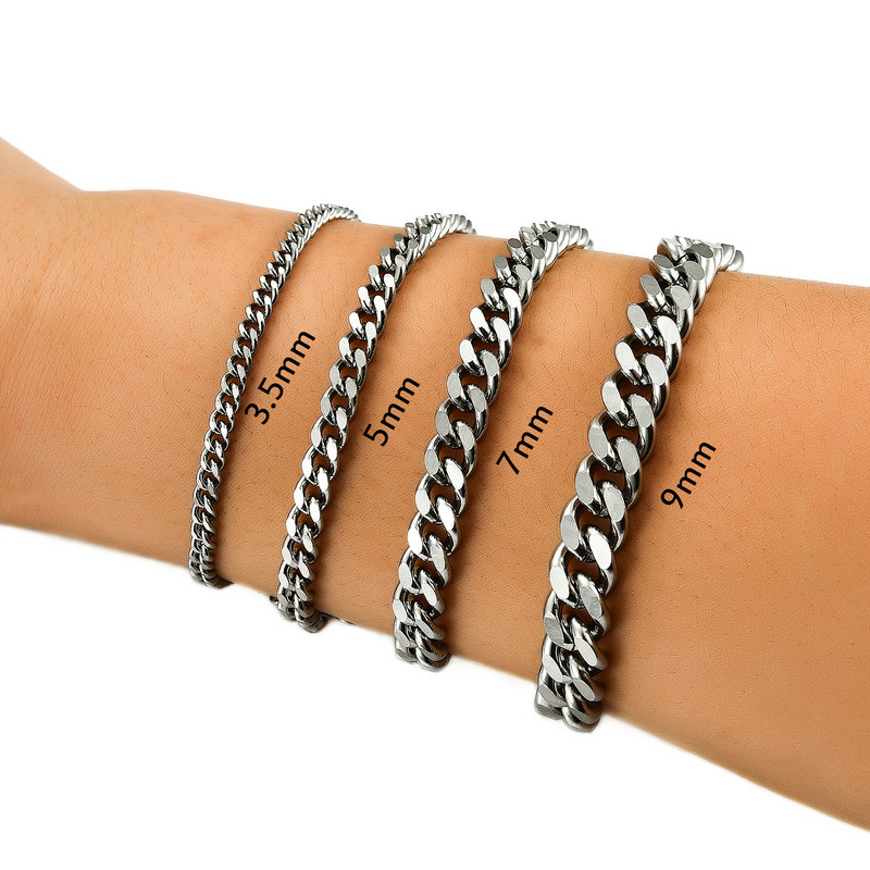 Meeste veekindel roostevabast terasest kuuba kett käevõru Kvaliteetne hõbedase värvi käevõru ehtetarvikud käte ja jalgade kingituseks