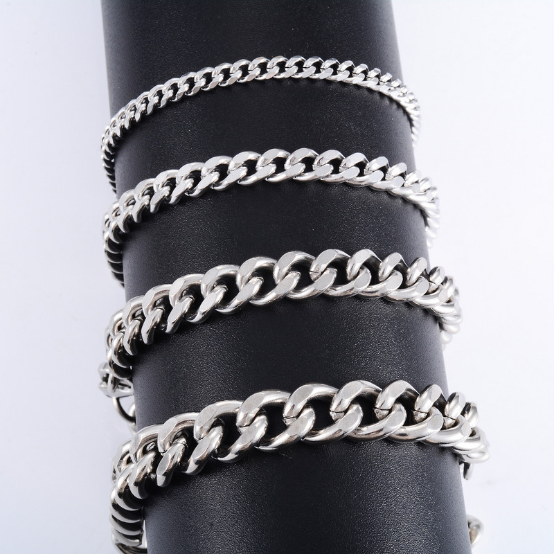 Meeste veekindel roostevabast terasest kuuba kett käevõru Kvaliteetne hõbedase värvi käevõru ehtetarvikud käte ja jalgade kingituseks