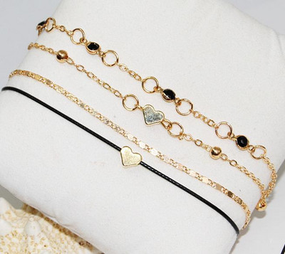 4 gabali/komplekts potītes Sieviešu pēdu komplekts Aksesuāri Vasaras Pludmales Sandales Basām kājām Rokassprādzes Potītes Sieviešu potītes Sirds potītes