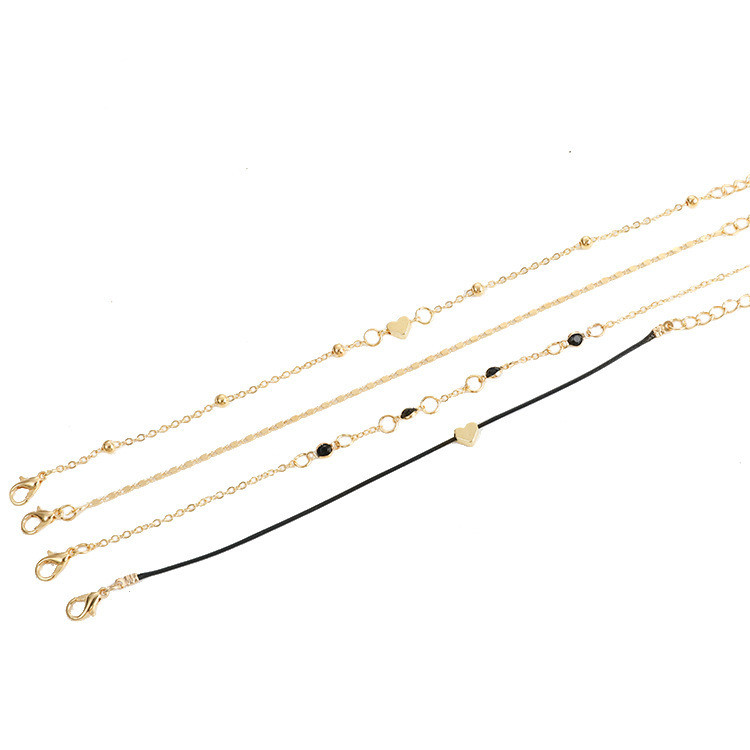 4 gabali/komplekts potītes Sieviešu pēdu komplekts Aksesuāri Vasaras Pludmales Sandales Basām kājām Rokassprādzes Potītes Sieviešu potītes Sirds potītes