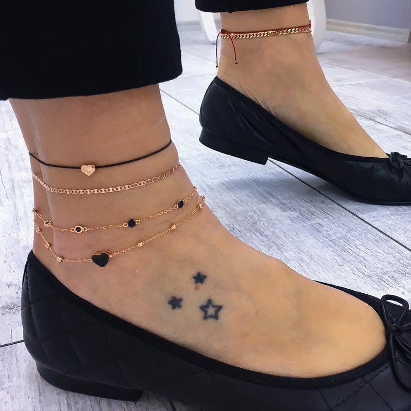 4 gabali/komplekts potītes Sieviešu pēdu komplekts Aksesuāri Vasaras Pludmales Sandales Basām kājām Rokassprādzes Potītes Sieviešu potītes Sirds potītes