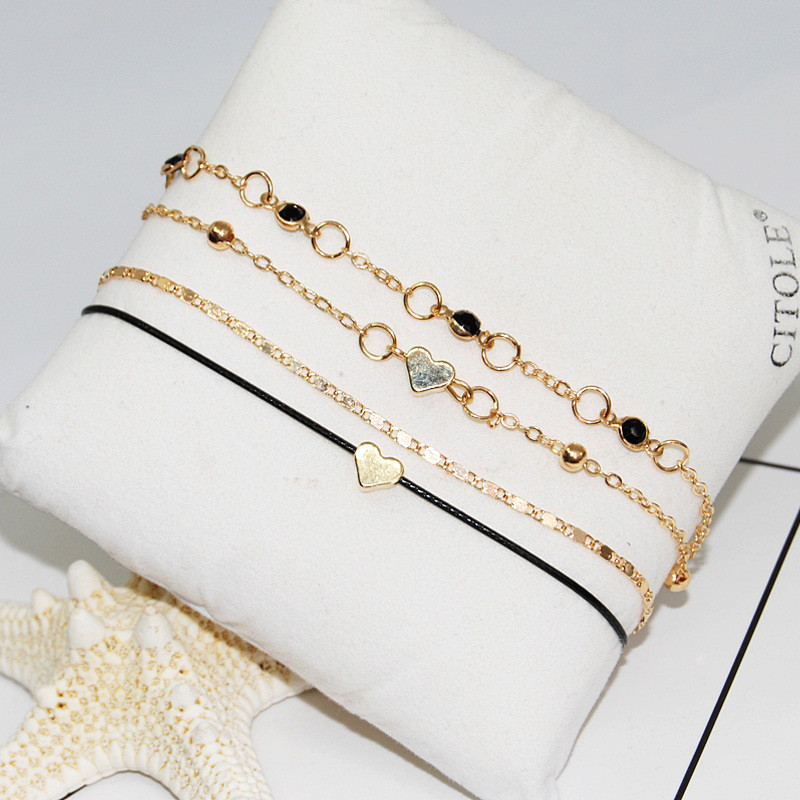 4 gabali/komplekts potītes Sieviešu pēdu komplekts Aksesuāri Vasaras Pludmales Sandales Basām kājām Rokassprādzes Potītes Sieviešu potītes Sirds potītes