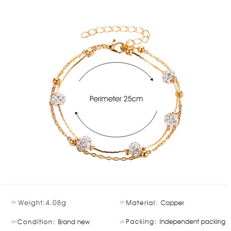 Divu slāņu spīdīgas kristāla krelles, apburošas potīšu rokassprādzes sievietēm, meitenes, pēdu ķēdes, vienkāršas Boho rokassprādzes uz kājas potītes rotaslietas