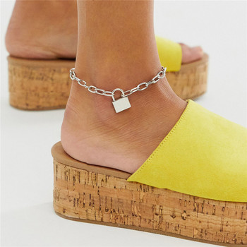 Γούρια λουκέτο από ανοξείδωτο ατσάλι Σανδάλια Πόδι Κοσμήματα Κλειδαριά ποδιών Κρεμαστό Κρεμαστό πόδι Anklet Βραχιόλια ποδιών για γυναίκες Αλυσίδα ποδιών