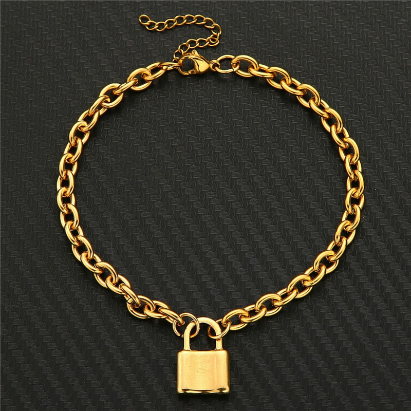 Lokot od nehrđajućeg čelika, privjesci, narukvice za noge, sandale, nakit za noge, privjesak za zaključavanje nogu, narukvice za noge, narukvice za noge, lančići za noge