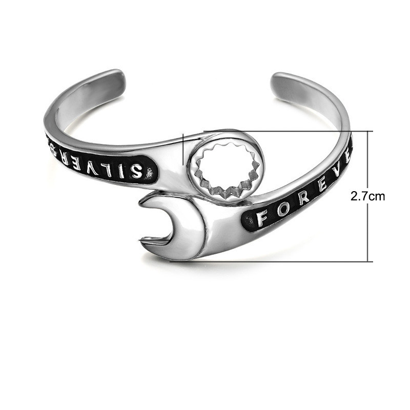 Brățară cu cheie Instrument de reparație dominator pentru bărbați Cheie Manșetă Brățară deschisă Motociclist Motociclist Punk Rock Partide Bijuterii Cadou