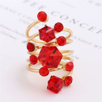 Винтидж луксозен кристален пръстен с кристали за жени Дамски неправилен моден пръстен с цветни камъни Пънк пръстен с чар Корейско парти Бижута