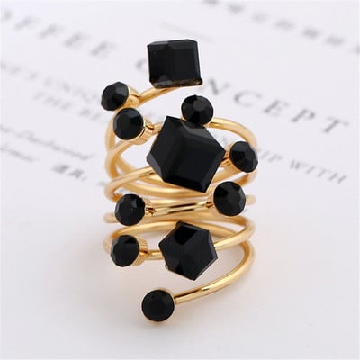 Vintage Luxury Crystal Rhinestone Ring for Women Lady Irregular Fashion Colorful Stone Ring Punk Charm Ring Korean Party Jewelry