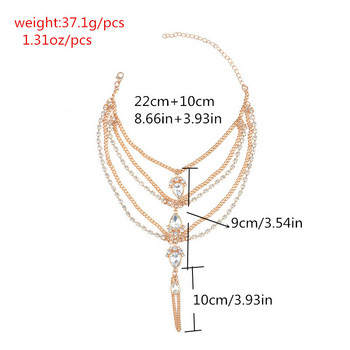 Bohemia Ethnic Style Multilayer Metal Chain Toe Ring Anklets Summer Beach Femme Foot Jewelry Crystal Water Drop Anklet For Women