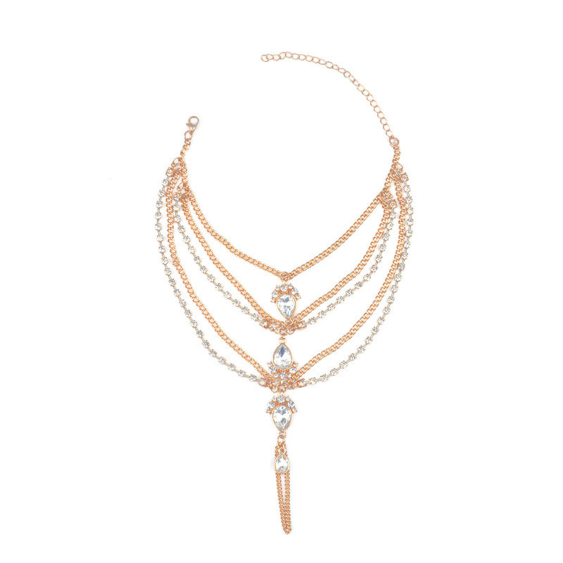 Bohemia Ethnic Style Πολυστρωματική Μεταλλική Αλυσίδα Δαχτυλίδι Δαχτυλίδι Βραχίονες Καλοκαιρινής Παραλίας Γυναικεία Κοσμήματα Κρυστάλλινο Νερό Σταγόνα Γυναικεία