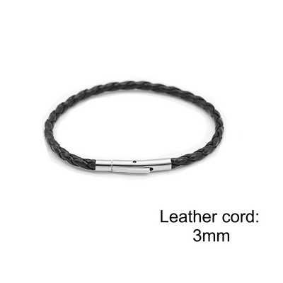 2mm 3mm musta mähisega nahast punutud käevõru terastraadist käevõru Meeste käevõrud ketilüli Meeste võlukäevõru 16cm 18cm 20cm