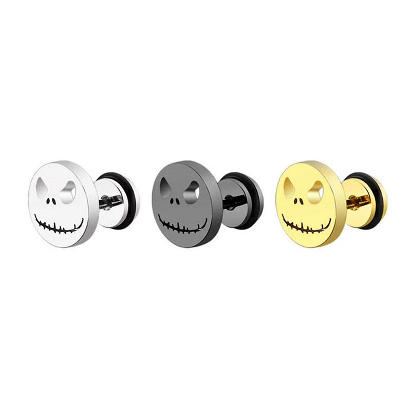 Moodsad titaanist ümmargused koogist kõrvarõngad meestele naistele naeratus halloweeni kõrvitsa peaga kõrvarõngad roostevabast terasest ehted kurja silm