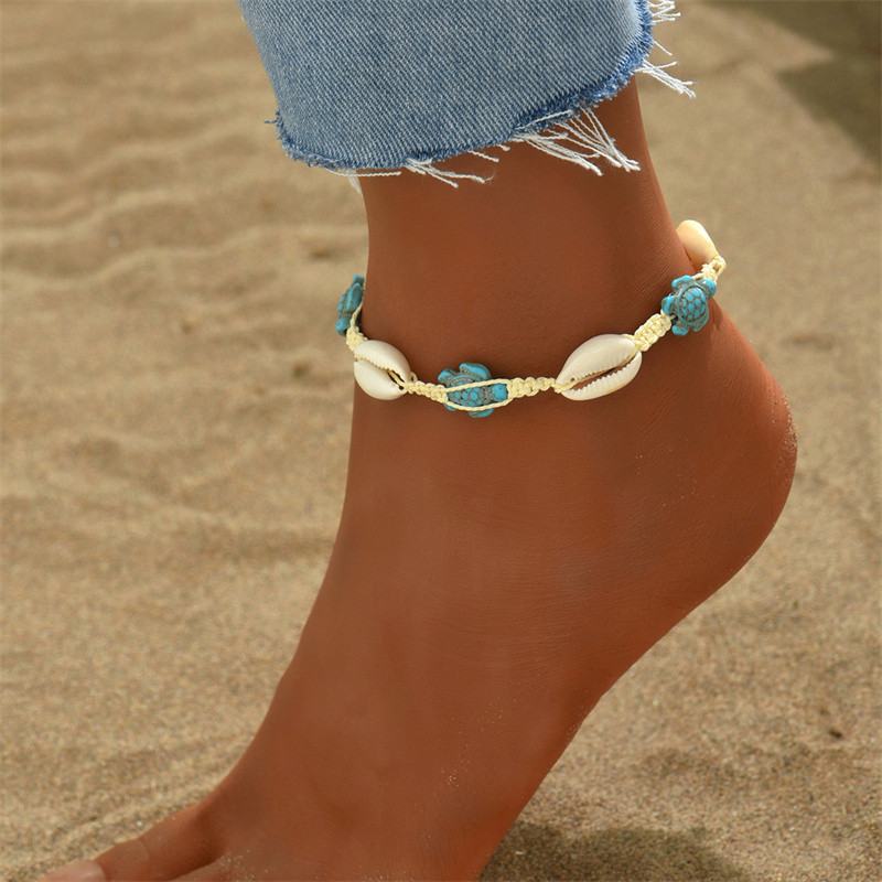 6 Styles Shell Starfish potītes Sievietēm Kāju Rotaslietas Vasaras Baskāju Rokassprādze Potīte Kāja Potītes Siksna Bohēmijas aksesuāri