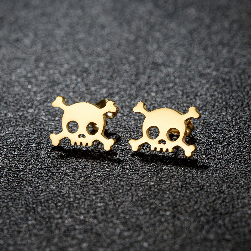 1 par šupljih mini lubanja naušnica za muškarce od nehrđajućeg čelika za uši u stilu Noći vještica Nova moda Pokloni za rođendansku zabavu