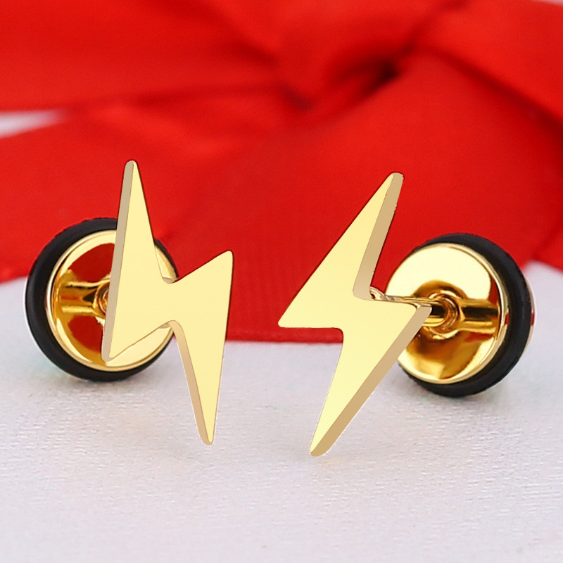 Panka titāna zibens auskari vīriešiem nerūsējošā tērauda apaļa kūka melni auskari skrūvējami pīrsingi rotaslietas ballītes dāvana