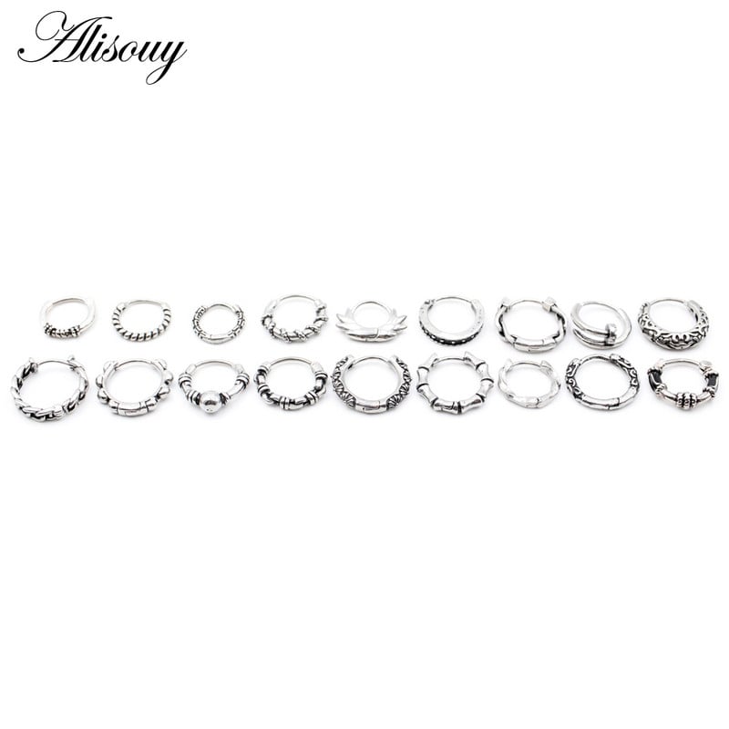 Alisouy 1 tk punk gooti keerdleht luust roostevabast terasest lihtsad ümmargused ringikujulised kõrvarõngad Rock Roll meeste naiste hiphop ehted