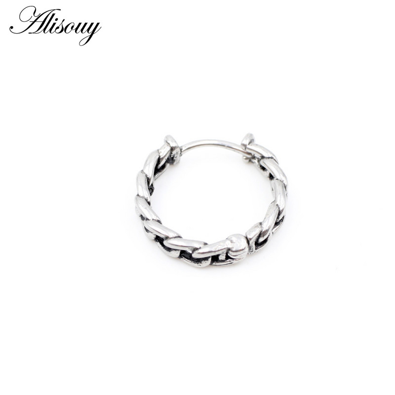 Alisouy 1 tk punk gooti keerdleht luust roostevabast terasest lihtsad ümmargused ringikujulised kõrvarõngad Rock Roll meeste naiste hiphop ehted