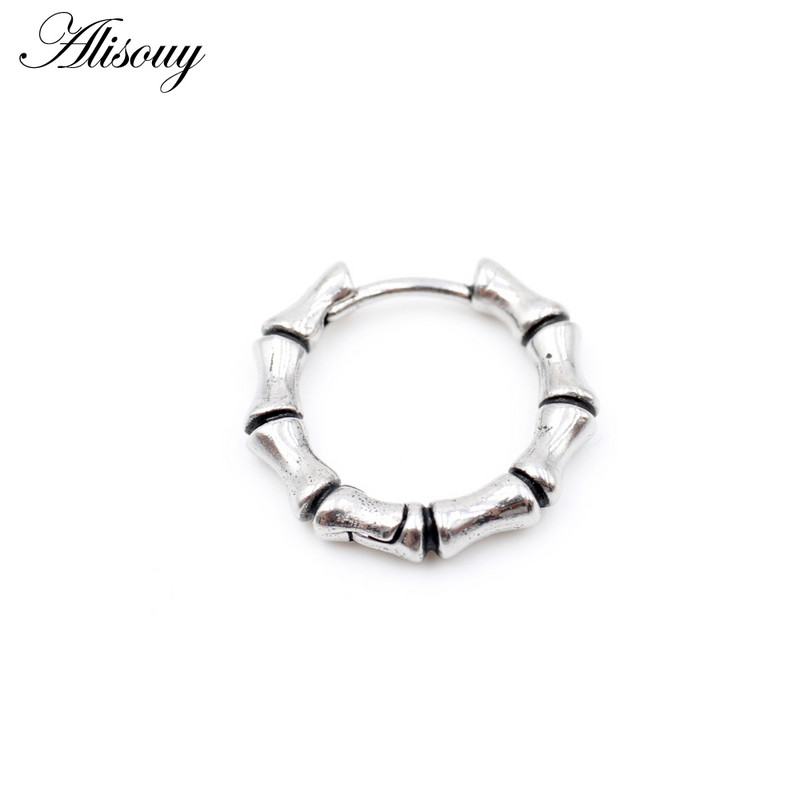Alisouy 1 tk punk gooti keerdleht luust roostevabast terasest lihtsad ümmargused ringikujulised kõrvarõngad Rock Roll meeste naiste hiphop ehted