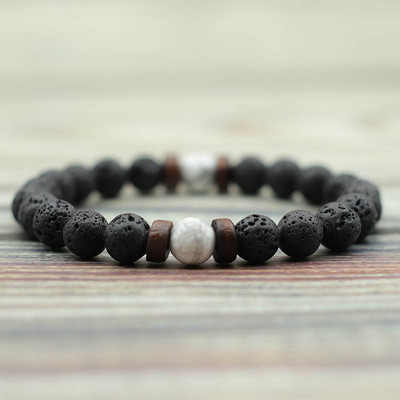 Noter Mărgele din piatră naturală antică Brățară din lavă Farmecul din lemn pentru bărbați Mala Braclet Homme Yoga Meditație Bijuterii Accesorii Pulsera