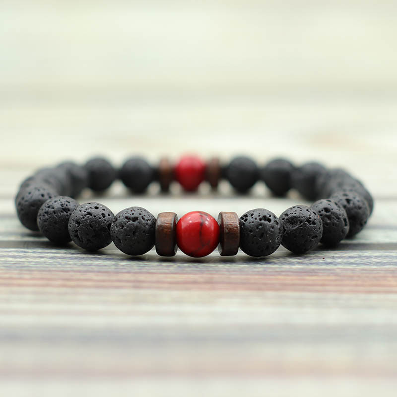 Noter Antikne perle od prirodnog kamena Lava narukvica šarm drvena muška mala narukvica Homme joga meditacija nakit dodaci Pulsera