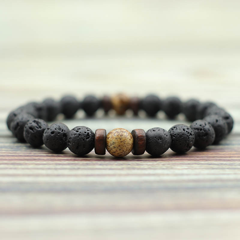 Noter Antikne perle od prirodnog kamena Lava narukvica šarm drvena muška mala narukvica Homme joga meditacija nakit dodaci Pulsera