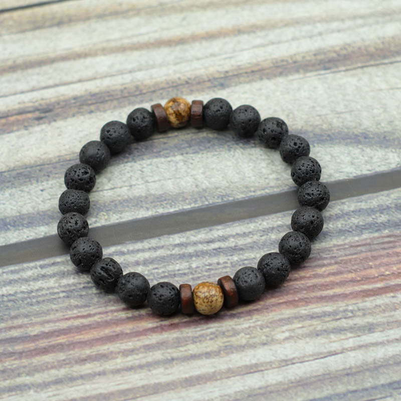 Noter Antikne perle od prirodnog kamena Lava narukvica šarm drvena muška mala narukvica Homme joga meditacija nakit dodaci Pulsera