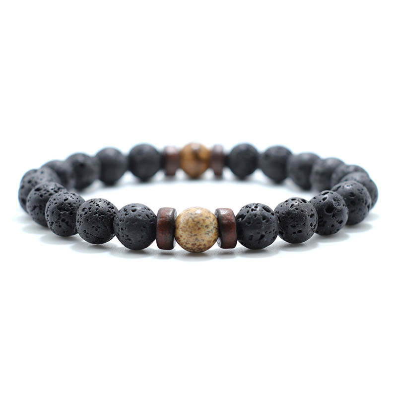 Noter Antikne perle od prirodnog kamena Lava narukvica šarm drvena muška mala narukvica Homme joga meditacija nakit dodaci Pulsera