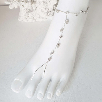 Stonefans Boho Leaf Bridal Crystal Anklet Гривна Toe Ankel Chain for Women Rhinestone Foot Chain Summer Sandal Leg Jewelry