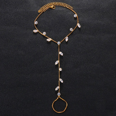 Stonefans Boho Leaf νυφικό βραχιόλι με κρύσταλλο μπρασελέ Γυναικεία αλυσίδα ποδιών Rhinestone Κόσμημα με καλοκαιρινά σανδάλια