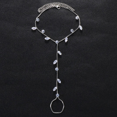 Stonefans Boho Leaf νυφικό βραχιόλι με κρύσταλλο μπρασελέ Γυναικεία αλυσίδα ποδιών Rhinestone Κόσμημα με καλοκαιρινά σανδάλια