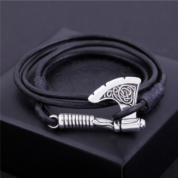 Skyrim Vintage Jewelry Slavic Perun Axe Charm Wrap Anchor Bracelet Кожени аксесоари Черно/кафяво тъкана гривна Мъжки бижута Подарък