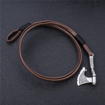 Skyrim Vintage Jewelry Slavic Perun Axe Charm Wrap Anchor Bracelet Кожени аксесоари Черно/кафяво тъкана гривна Мъжки бижута Подарък