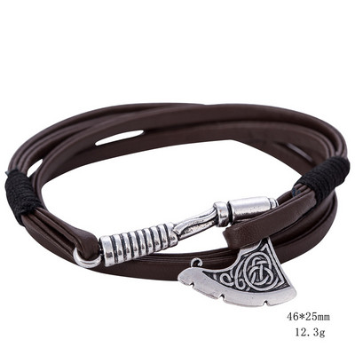 Skyrim Senoviniai papuošalai Slavų Perun Ax Charm Wrap Inkarinė apyrankė Odiniai aksesuarai Juoda/ruda austi apyrankės Vyriški papuošalai Dovana
