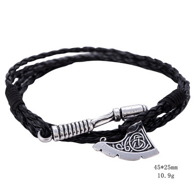 Skyrim Senoviniai papuošalai Slavų Perun Ax Charm Wrap Inkarinė apyrankė Odiniai aksesuarai Juoda/ruda austi apyrankės Vyriški papuošalai Dovana