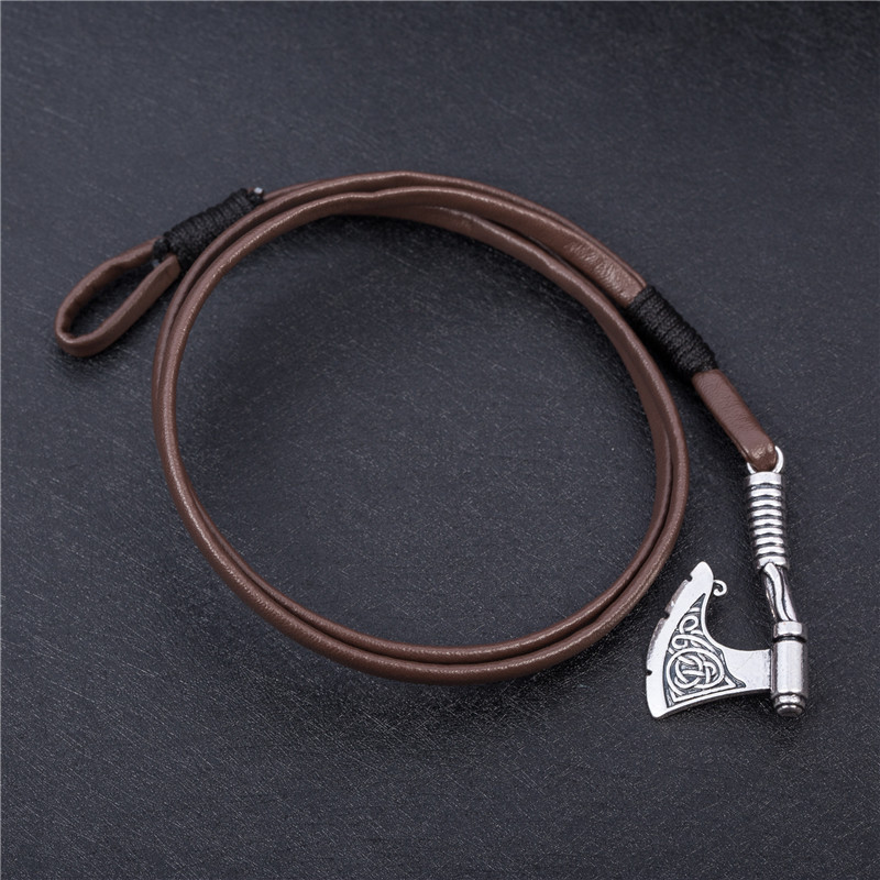 Skyrim Vintage Ehted Slaavi Perun Ax Charm Wrap Ankur Käevõru Nahast aksessuaarid Must/pruun Kootud Käevõru Meeste Ehted Kingitus