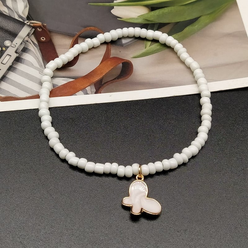 Vintage krāsainas krelles potītes sievietēm Rokassprādze uz kājas tauriņš melns balts potītes ķēde pludmales pēdu rotaslietas dropshipping